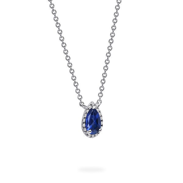 White Gold Sapphire and Diamond Pendant Necklace